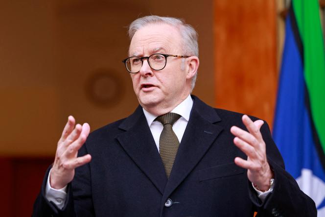 Le premier ministre australien, Anthony Albanese, annonce que son pays va reconnaître l’Etat de Palestine, lors de la 80ᵉ session de l’Assemblée générale des Nations unies, prévue en septembre. Le 11 août 2025, à Canberra.