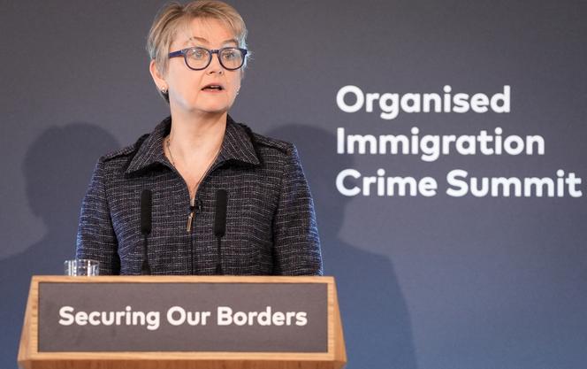 Yvette Cooper, ministre de l’intérieur britannique, lors du Sommet international sur la sécurité des frontières, à Londres, le 31 mars 2025.