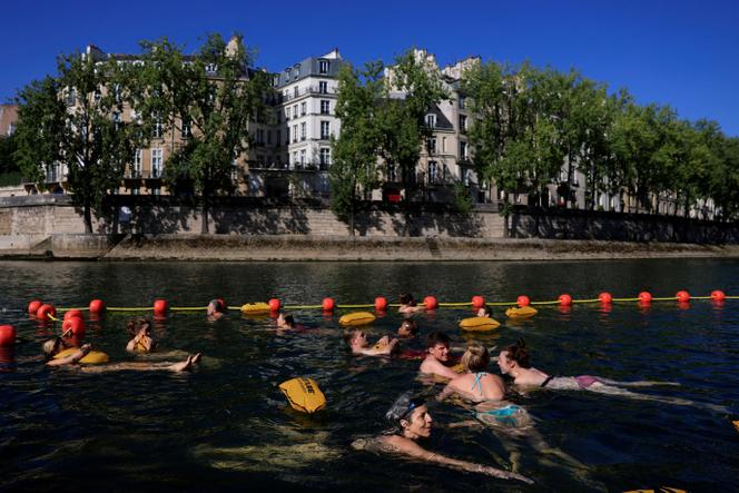 Baignade dans la Seine, au site Bras Marie, à Paris, le 12 août 2025.