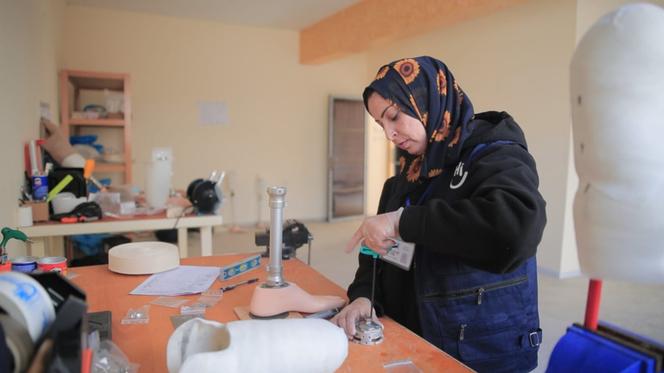 Hiba Bashir, 34, orthoprosthetist at Handicap International's Nahla center in Deir al-Balah, February 2, 2025.