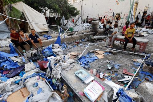 Après l’attaque israélienne de la veille, à Gaza, le 16 août 2025.