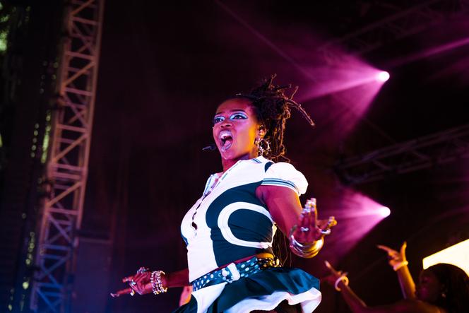 Theodora sur scène au festival Cabaret vert, à Charleville-Mézières (Ardennes), le 15 août 2025.