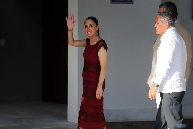 La présidente du Mexique, Claudia Sheinbaum, à Calakmul, dans l’Etat de Campeche, au Mexique, le 15 août 2025.