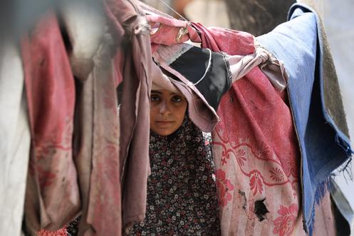 In een Palestijns vluchtelingenkamp terwijl het Israëlische leger zich voorbereidt om bewoners te verplaatsen naar het zuiden van Gaza, Gaza-Stad, 17 augustus 2025.