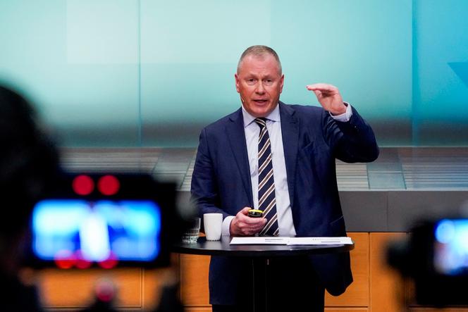 Nicolai Tangen, patron du fonds souverain norvégien, lors d’une conférence de presse, à Oslo, le 29 janvier 2025.