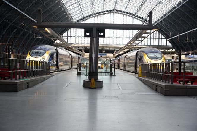 Des trains Eurostar à destination et en provenance de St Pancras, à Londres, le 7 mars 2025.