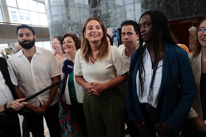Au centre, Marine Tondelier, au premier jour de l’université d’été des Ecologistes à Strasbourg, le 21 août 2025.