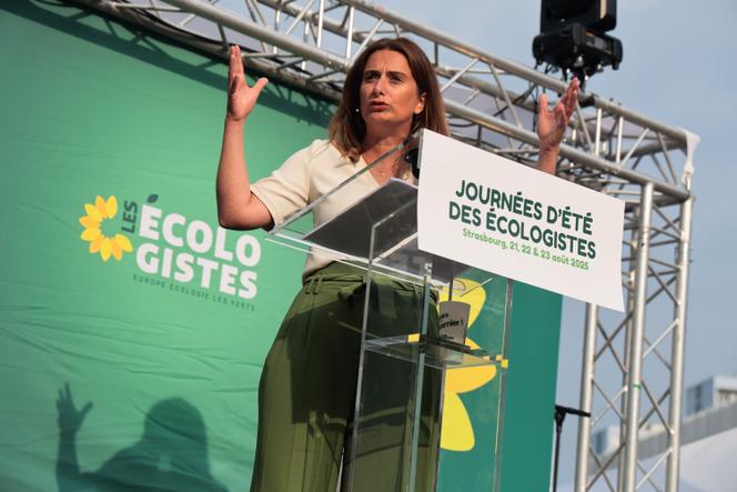 La secrétaire nationale des Ecologistes, Marine Tondelier, aux Journées d’été du parti, à Strasbourg, le 21 août 2025.
