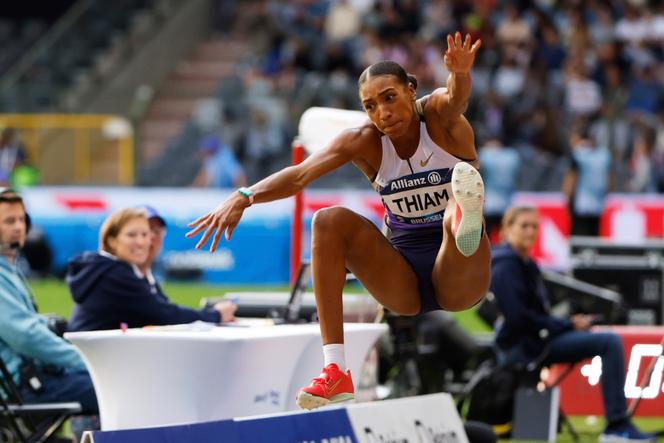 Nafissatou Thiam, lors d’un meeting de la Ligue de diamant, à Bruxelles, le 22 août 2025. 