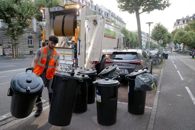 Ramassage des déchets dans le centre-ville de Strasbourg, le 23 juillet 2025.
