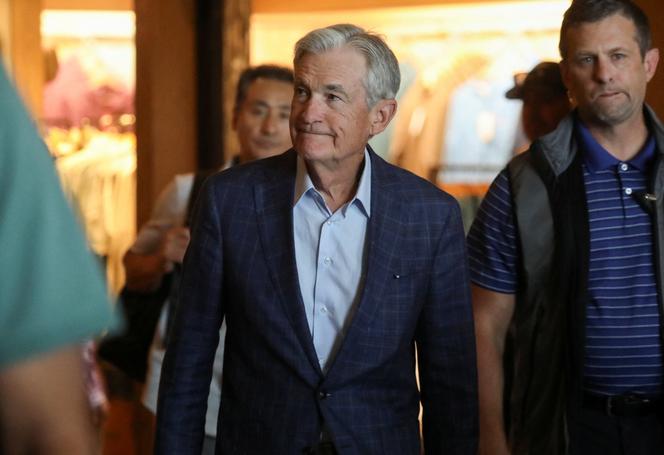 Le président de la Réserve fédérale, Jerome Powell, lors du « symposium » de la banque centrale des Etats-Unis à Jackson Hole (Wyoming), le 21 août 2025.