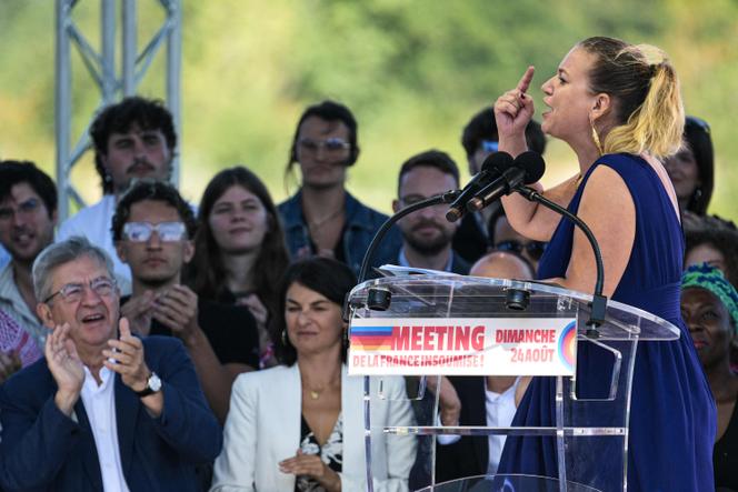Mathilde Panot Lors de Son discoule aux Universités d'Été de lfi, à châteauneuf-sur-isère, dans le drôme, dimanche 24 août 2025.