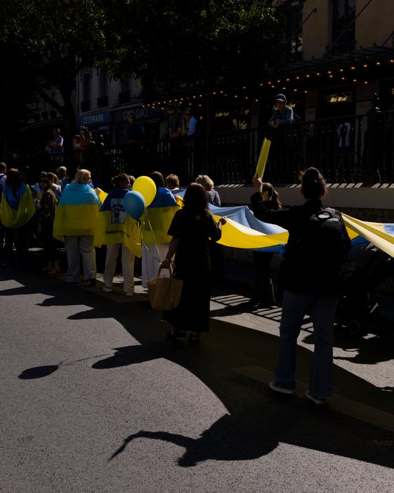 Marche organisée à l’occasion du Jour de l’indépendance ukrainienne, à Paris, le 24 août 2025.