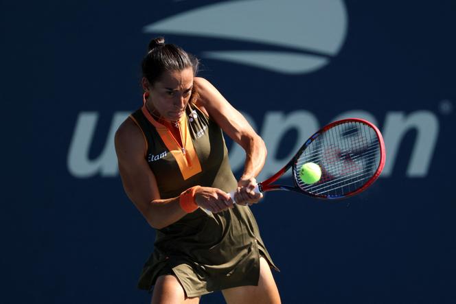 Caroline Garcia, lors du dernier match de sa carrière, le 25 août 2025, à l’US Open contre Kamilla Rakhimova, à New York.