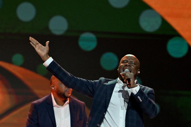 A’Salfo, chanteur du groupe Magic System, au Parc des expositions à Abidjan lors de la Coupe d’Afrique des nations, le 12 octobre 2023. 