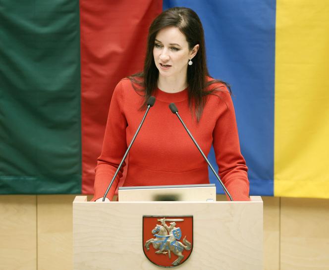 Inga Ruginiene pendant une session du Seimas, le parlement lituanien, à Vilnius, le 26 août 2025.