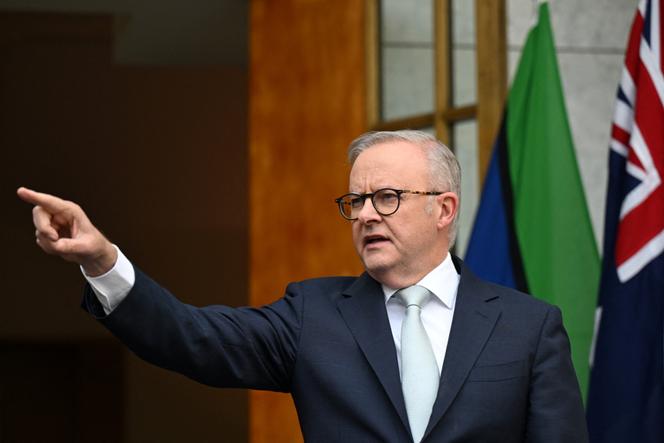Le premier ministre australien, Anthony Albanese, lors d’une conférence de presse au Parlement de Canberra (Australie), le 26 août 2025. 