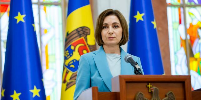 La présidente moldave, Maia Sandu, à Chisinau, le 30 juillet 2025.