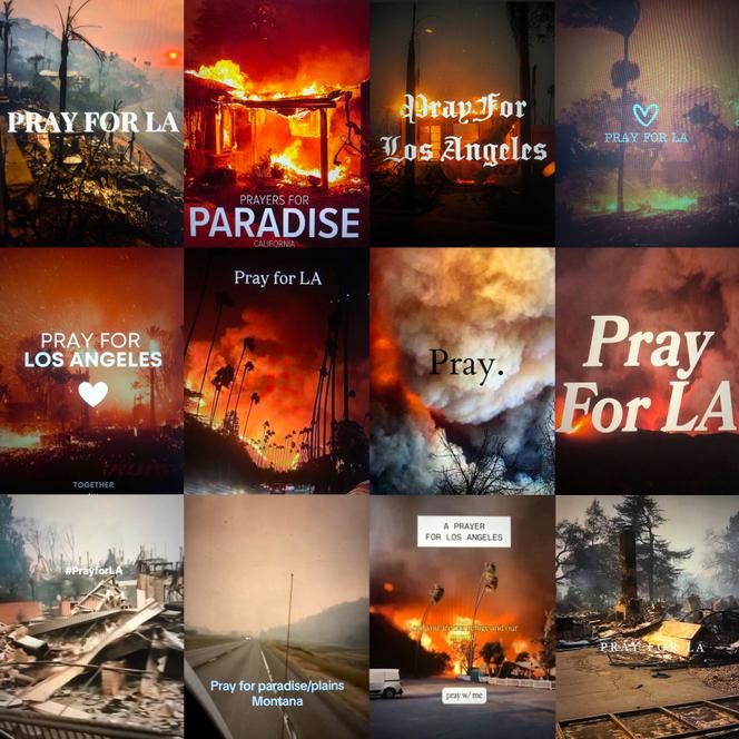 Images postées à la suite des incendies de Californie en janvier 2025, tirées de l’exposition « #paradise », de Samuel Bollendorff.