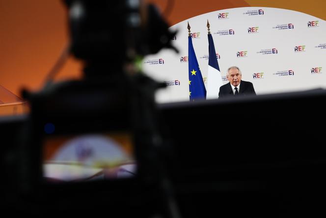 François Bayrou, lors de l’université d’été du MEDEF, à Paris, le 28 août 2025.