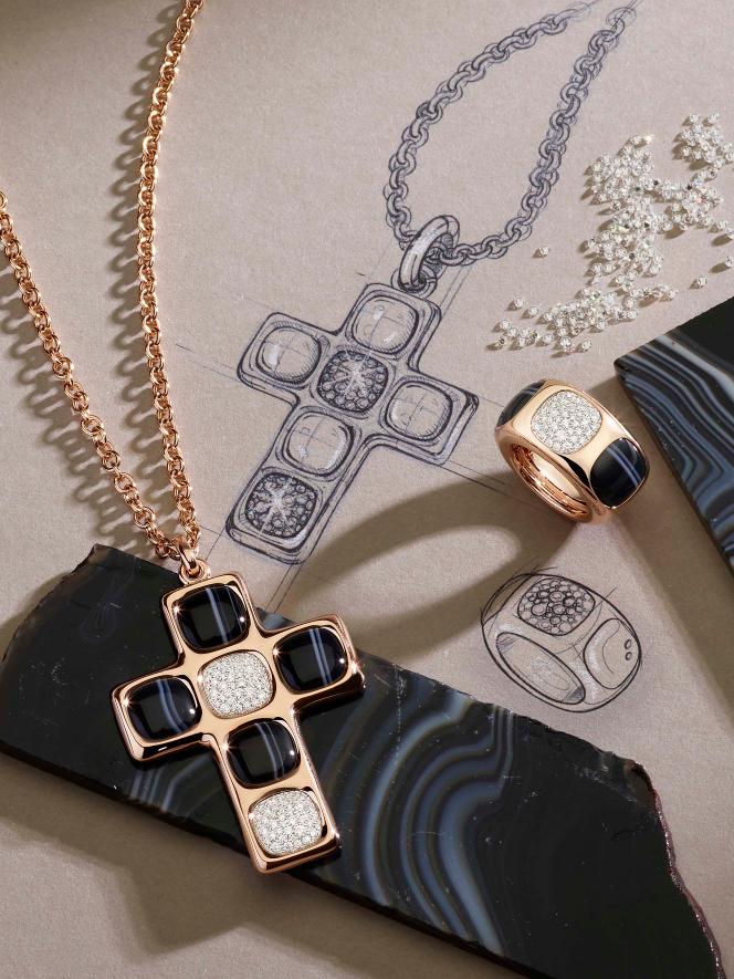 Collier et bague de la collection « Bisanzio », de Pomellato.