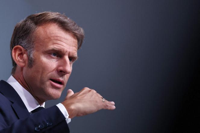 Emmanuel Macron lors d’une conférence de presse à l’issue d’un conseil des ministres franco-allemand, à Toulon, le 29 août 2025.