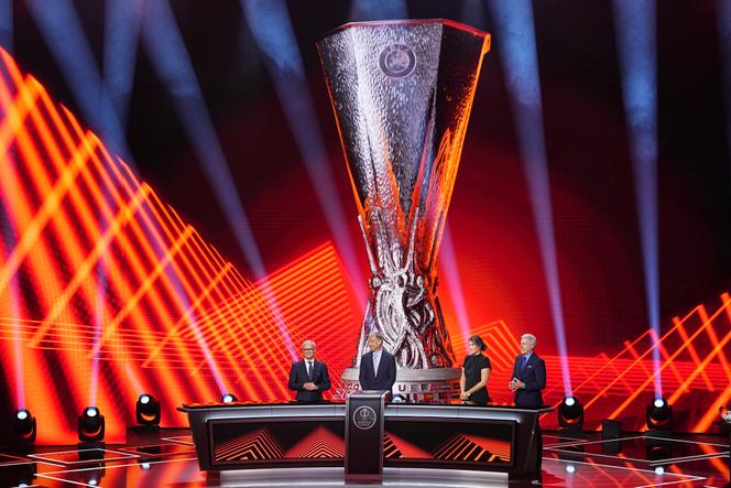Lors du tirage au sort de la phase de ligue de la Ligue Europa, à Monaco, le 29 août 2025.