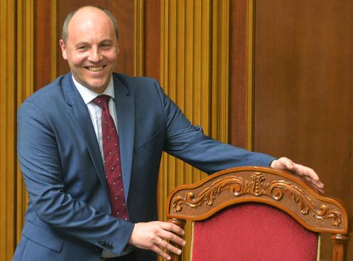 Andri Paroubi, après son élection à la présidence du Parlement, le 14 avril 2016, à Kiev.