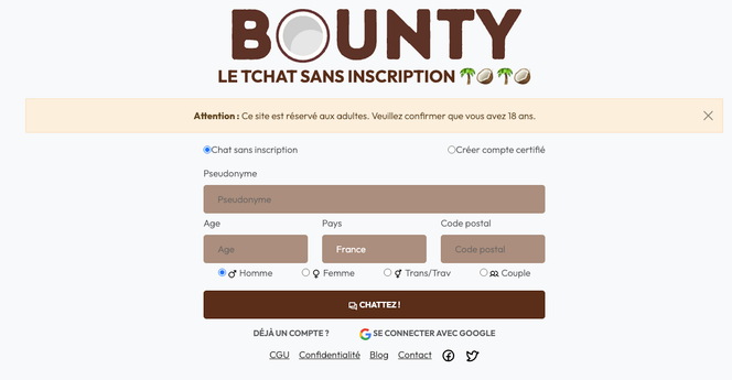 Capture d’écran du site Bounty.chat