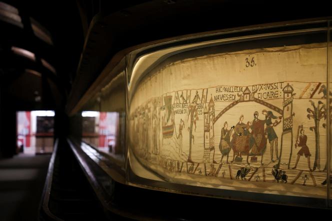La tapisserie de Bayeux, avant la fermeture du musée de Bayeux et son prêt au British Museum en 2026, en août 2025, à Bayeux (Calvados).
