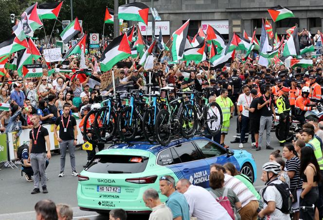 A l’arrivée de la 11e étape de la Vuelta, à Bilbao, le 3 septembre 2025.
