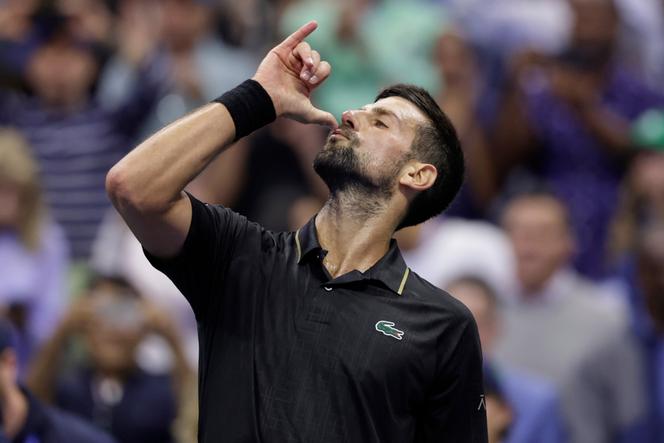 La danse de Novak Djokovic après sa victoire contre Taylor Fritz, en quarts de finale de l’US Open, à New York, le 2 septembre 2025.