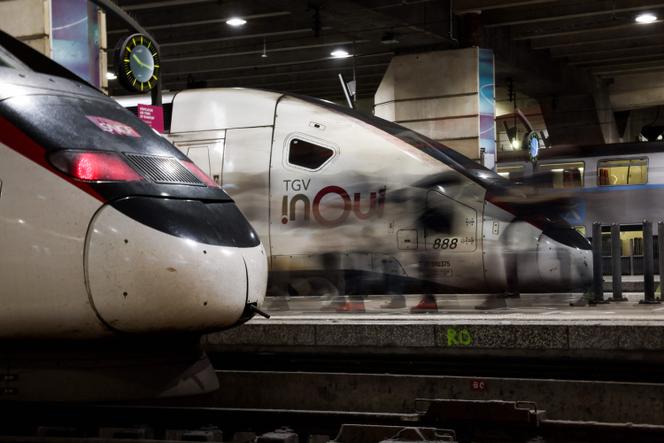 Sur le quai d’un TGV Inoui à la gare Montparnasse à Paris, le 16 février 2024.