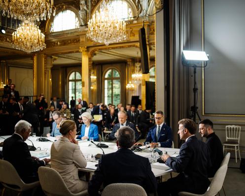 Lors de la réunion de la « coalition des volontaires », au palais de l’Elysée, le 4 septembre 2025.
