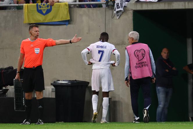 Ousmane Dembélé est sorti sur blessure lors de la victoire de la France contre l’Ukraine, le 6 septembre 2025, à Wroclaw (Pologne).