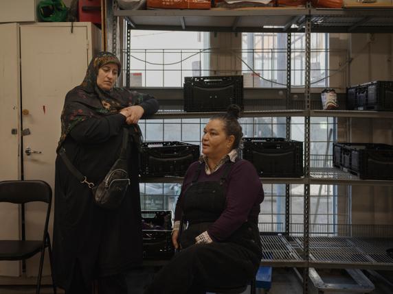 Agdar and Maria, volunteers at the "house of the poor" in Oslo, Norway, September 3, 2025.