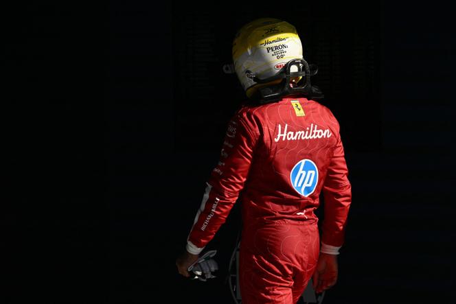 Le Britannique Lewis Hamilton, après la séance de qualifications du Grand Prix d’Italie, à Monza, samedi 6 septembre 2025.
