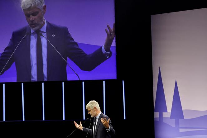 Le président du groupe Les Républicains à l’Assemblée nationale, Laurent Wauquiez, le 6 septembre au Port-Marly (Yvelines), à l’occasion des Universités d’été des Républicains.