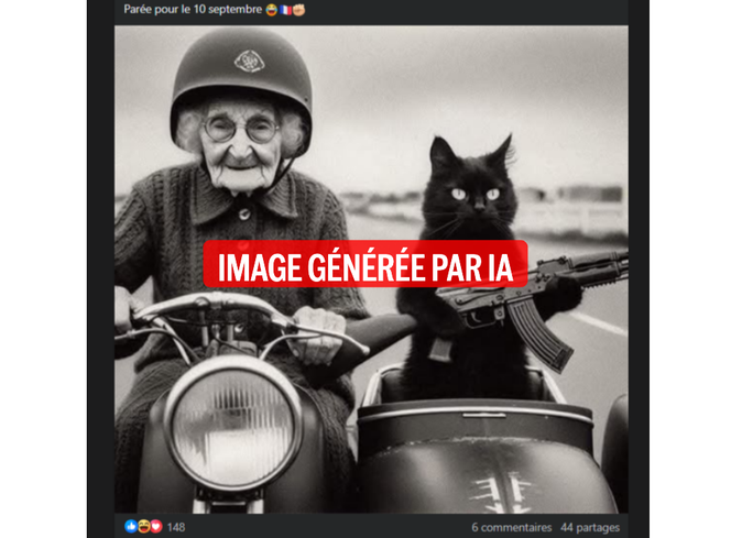 Illustration générée par intelligence artificielle diffusée en vue de la mobilisation du 10 septembre.