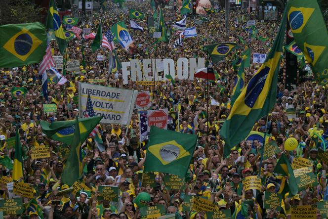 Manifestation de soutien à l’ancien président brésilien Jair Bolsonaro, à Sao Paulo (Brésil), le 7 septembre 2025.