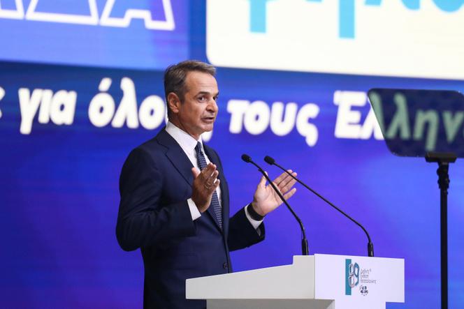 Le premier ministre grec, Kyriakos Mitsotakis, au Thessaloniki International Fair, à Thessalonique (Grèce), samedi 6 septembre 2025.