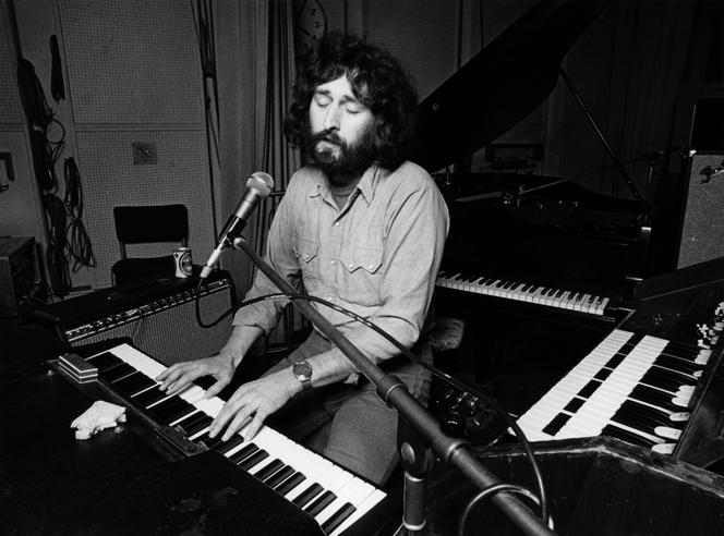 Le chanteur et compositeur Rick Davies, lors d’une répétition de Supertramp aux studios d’enregistrement Olympic, près de Londres, le 15 janvier 1974.