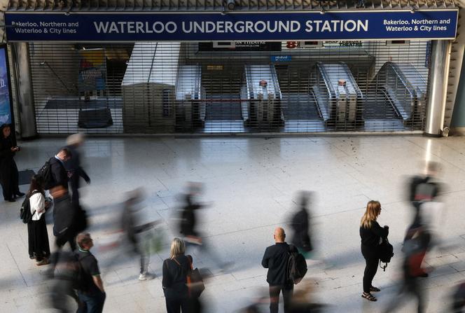 La station Waterloo du métro londonien, fermée pour cause de grève, le 8 septembre 2025.