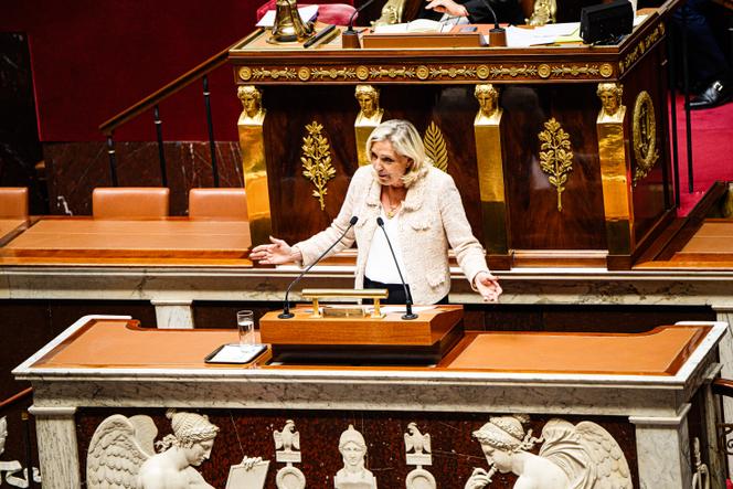 La présidente du groupe RN à l’Assemblée nationale, Marine Le Pen, à Paris, le 8 septembre 2025.