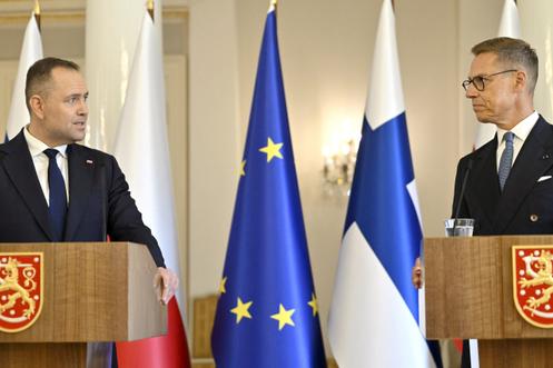 Polish President Karol Nawrocki and Finnish President Alexander Stubb at the Presidential Palace in Helsinki, September 9, 2025.