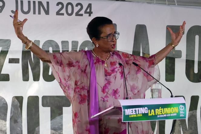 La présidente du conseil régional de La Réunion, Huguette Bello, à Saint-Gilles-les Bains (La Réunion) le 6 avril 2024.