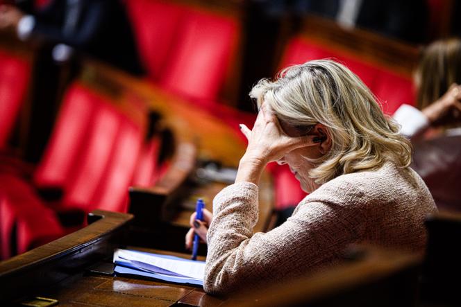 La présidente du groupe RN à l’Assemblée nationale, Marine Le Pen, dans l’Hémicycle, le 8 septembre 2025.