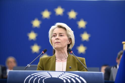 Ursula von der Leyen devant les eurodéputés, à Strasbourg, le 10 septembre 2025.