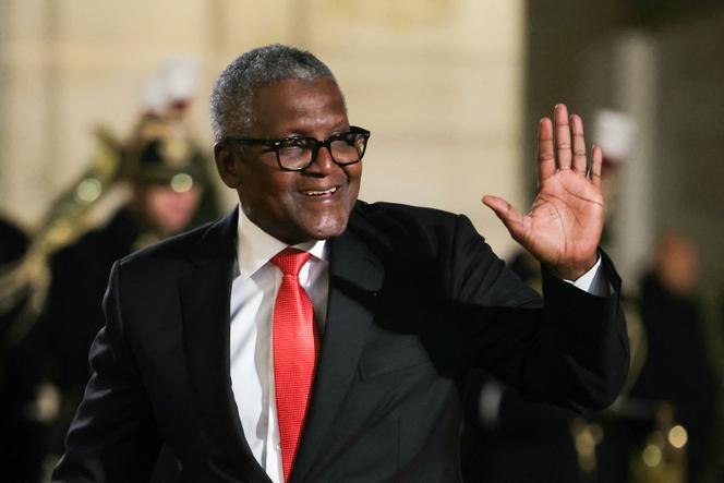 Aliko Dangote, PDG du groupe industriel nigérian Dangote, à l’occasion d’un dîner en l’honneur du président du Nigeria, au palais de l’Elysée, à Paris, le 28 novembre 2024.