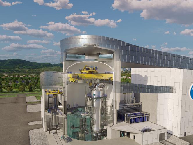 Vue d’artiste du modèle de SMR AP300 de Westinghouse.